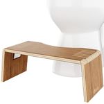 Squatty Potty Oslo Folding Bamboo Toilet Stool – 7 Inches, Collapsible Bathroom Stool for Kids and Adults – Brown, Portable and Space-Saving (Teak)