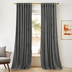 NICETOWN Grey Velvet Curtains 52 x 96 inches, Soundproof Light Dimming Heavy Matt Soft Plish Pile Drapes for Window Decor, Rod Pocket and Back Tab, 2 PCs