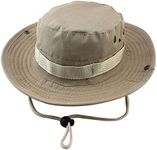 CENZICOM Unisex Bucket Hat Hunting Fishing Outdoor Cap Wide Brim Sun Camo (Polyester and Cotton, Khaki)