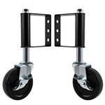 2 Pack Spring Loaded Gate Caster, Heavy Duty Gate Wheels with Universal Mount Plate, Rubber Gate Caster 220 Lbs Capacity, 4 Inches (Black), with Side Lock Brake