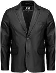 Jild Invisible Stitching Casual Leather Blazer for Men -Button Up Closure Coat Style Regular Fit Real Lambskin Leather Jacket Men (408-Blk-X-Large)