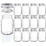 KAMOTA Mason Jars 18 oz With Regular Lids and Bands, Ideal for Jam, Honey, Wedding Favors, Shower Favors, Baby Foods, DIY Spice Jars, 12 PACK, 20 Whiteboard Labels Included