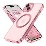 DUEDUE Magnetic for iPhone 15 Case Clear [Compatible with Magsafe] Wireless Charging Shockproof Protection, Scratch-Resistant, Slim Phone Cover Women Men Case for iPhone 15 6.1", Pink