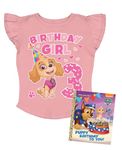 Tstars Paw Patrol 3rd Birthday Shirt Toddler Girl Birthday Gift Shirt Book and Stickers Pink Tshirt+Book+Sticker Mauvelous 4T