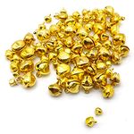 Jingle Bells, 100PCS Gold & Silver 5 Sizes Metal Christmas Jingle Sleigh Bell 6mm to 14mm Mini Craft Beads for DIY Festival Home Decorations A3LD (gold)