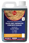 Color-Pave| SLATE GREY Coloured Imprinted Concrete Sealer GLOSS FINISH + ANTI-SLIP | Colour Tinted Driveway And Patio Sealant - Wet Look | Colour Tint Sealant For Outdoor Concrete Floor (5 Litre)