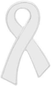 White Ribbon Pins 1/5/25/100 for Lung Cancer Awareness, Terrorism Awareness, Bone Cancer & Adoption Awareness – Fundraising & Gift Giving