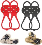 Universal Non-Slip Gripper Spikes,Durable Ice Snow Grips for Shoes,Traction Cleats Ice Snow Grips Anti Slip Silicone,Gripper Spikes Non Slip Shoe Spikes for Climbing Walking Hiking (Black+red, Adult)
