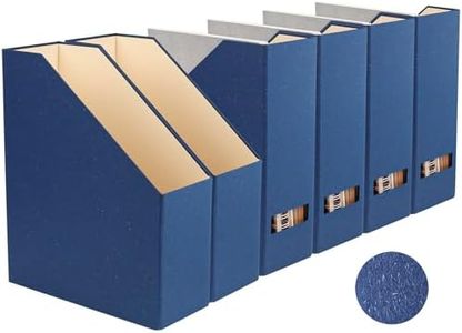 LifeSto Magazine Holder - File Holder and Desk Organizer, Cardboard Book Organizer and Storage Box for Documents, Magazine Holder Rack for Office, Home and Classroom (Classic Blue, 6-Pack)