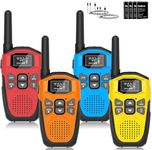 Walkie Talkies Long Range for Kids Adults - DURLK 4 Pack Rechargeable Walkie Talkies, 2 Way Radios 22 Channels with 1200mAh Li-ion Battery, Flashlight Type-C Cable for Toys Gift Outdoor Camping Hiking