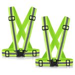 SAWNZC Running Reflective Vest Gear 2Pack, High Visible Reflective Running Vest Adjustable Safety VES for Night Outdoor Running Cycling Motorcycle Dog Walk Jogging