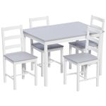 Vida Designs Yorkshire Dining Table and Chairs Set Kitchen Home Furniture (White & Grey, 4 Seater)