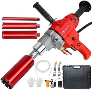 Gtonksye Diamond Core Drilling Machine, Handheld Dry and Wet Core Drill Rig, 1-1/4"Threaded Shaft, Equipped with Wet Drill Bits 1.25", 2.5", 3.25",4"and Water Pump Set, for Concrete Bricks and Stones