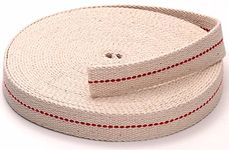 7/8" 100% Cotton Flat Wick 33 Foot Roll for Paraffin Oil or Kerosene Based Lanterns and Oil Lamps with Genuine Red Stitch Superior Quality (7/8")