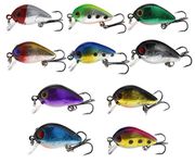 The Lord of the Tools 10Pcs Crank Hook Micro Fishing Lure Set Mixed Color Minnow Bait for Saltwater Freshwater Fishing