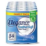 Elegance Feather Soft Toilet Roll - Bulk Buy Pack of 54 Rolls - Ultra Soft, 3-Ply, Recycled, Eco-Friendly, UK Manufactured