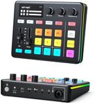 MT-VIKI Gaming Audio Mixer, Audio Interface Sound Board w/RGB Effect, XLR/TRS Microphone, 48V Phantom Power, Support Bluetooth, Voice Changer, Live Streaming, Podcasting