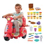 Play-Doh Pizza Delivery Scooter Playset, Large Ride-On Play Food Preschool Toys for Boys & Girls 3-5, Kids Arts & Crafts, Max Weight 50 lbs/22.6 Kg