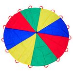 10ft Rainbow Parachute for Outdoor Party Games, Kids Play Parachute Group Cooperative Team Game Toys, Family Get-Together Entertainment