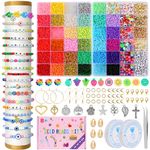 16690Pcs Clay Beads Bracelet Making Kit, 36 Colors Glass Seed Beads for Bracelet Making Kit Spacer Heishi Beads for Jewelry Making with Letter Beads Bracelet Necklace DIY Crafts Gift for Girls Boys