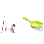 The Pets Company Cat Retractable Bell Teaser Wand Toy, Interactive Natural Feather Cat Kitten Toy & The Pets Company Durable Cat Litter Scooper