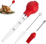 JY COOKMENT Turkey Baster with Barbecue Basting Brush, Baster Syringe for Home Baking and Roaster Turkey, Include Detachable Food Grade Silicone Bulb, Meat Injector Needle and Cleaning Brush