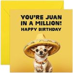 Old English Co. Hilarious Birthday Card For Men and Women - Juan In A Million Birthday Card for Men and Women - Cute Chihuahua Dog Birthday Wishes Greeting Card for Friends Family