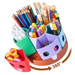 Gamenote Rotating Desk Stationary Organiser, 7 Segments, School Supplies Organizer for Kids, Art Supply Organizer for Home Office Classroom, Multicolored (Small)