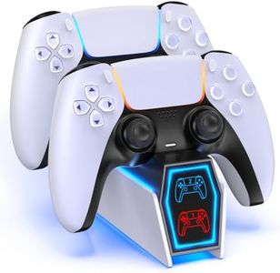 PS5 Controller Charger, Video Game Consoles, 2H Fast Charge PS5 Charging Station with LED Light, Upgrade PS5 Charging Dock with 2 Types of Cable, PS5 Charger for Playstation 5 Dualsense Controller