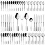 Kate 65-Piece Silverware Set with Utensil-Serving Set, Service for 12, Stainless Steel Flatware Set, Mirror Polished Cutlery Set, Dishwasher Safe