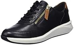 Clarks women's Un Rio Zip Sneaker, Black Black Leather, 5.5 UK (39 EU)