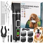 Dog Clippers, Rechargeable Cordless Dog Grooming Kit, 3-Speed Low Noise Pet Grooming Kit for Dog Cat and Other Pets (Black)