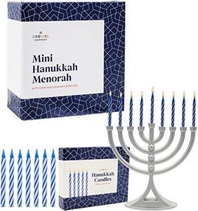 The Dreidel Company Classic Hanukkah Mini Menorah with Birthday Candles, for All 8 Days of Chanuka