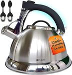 Pykal Whistling Tea Kettle for Stove Top - 2.8l - Stainless Steel iCool Handle Tea Pot - 5 PLY Kettles - Teapot w/ 2 Infusers Also for Gas Hob or Induction Heater