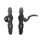 Gedotec Fitting Button - Handle Door on Long Plate Model Bern Antique Wrought Iron PZ 72 mm - Left Black Painted/Silver patinated Set Without Holding Spring - PZ 92 mm - Links