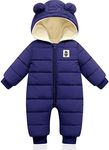 XMWEALTHY Baby Clothes Newborn Boy Girl Snowsuit Winter Coats Infant Jumpsuit Bodysuits Registry for Baby Essentials Stuff Shower Gift Dark Blue 12-18 Months