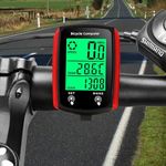 ZOKBOM Bike Computer Wired, Waterproof Bicycle Speedometer and Odometer with Backight,19 Functions Cycle Pedometer with Large LCD Touch Screen for Outdoor Men Women Teens Bikers (Red)