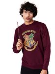 The Souled Store Official Harry Potter: Hogwarts Sigil Mens and Boys Graphic Printed Cotton Sweatshirts Maroon Sweatshirts Fashionable Trendy Graphic Prints Pop Culture Merchandise