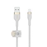 Belkin BoostCharge Pro Flex Braided USB Type A to Lightning Cable (3M/10FT), MFi Certified Charging Cable for iPhone 14, 13, 12, 11, Pro, Max, Mini, SE, iPad and More - White