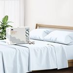 Mayfair Linen Twin XL Sheets - 500 Thread Count 3 PC XL Twin Sheet, 100% Cotton Twin XL Sheet Sets, Extra Long Twin Sheets for Dorm Room, Cooling & Luxury Sateen Sheets, Breathable Sheets (Light Blue)