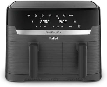 Tefal Easy Fry Dual Zone Digital Air Fryer, 2 Drawers, 8.3L, 8in1, Air Fry, Extra Crisp, Roast, Bake, Reheat, Dehydrate, 6 Portions, Non-Stick, Dishwasher Safe Baskets, Grey EY901HG0