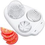 Egg Slicer for Hard Boiled Eggs - 3 Slice Modes, Handy Heavy Duty Stainless Steel Egg Cutter - Kitchen Dicer for Strawberry, Mushroom, Grape, Cherry Tomato (White)