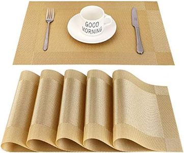 CHAOCHI Set de Table Doré PVC Antidérapant Lavable Résiste à la Chaleur Rectangulaire Vinyle Sets de Table pour Restaurant,Table à Manger en Cuisine ou Salle à Manger,45 x 30 CM,Lot de 6