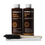 Wood Oil Kit - for Oiling & Restoring All Indoor & Outdoor Wooden Surfaces Such as Furniture, Worktops & Doors. Contains 250ml Danish Oil, 250ml Wood Cleaner, Brush, and Cloth.