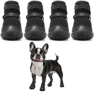 Hcpet Dog Shoes for Small Dogs, Puppy Dog Boots & Paw Protectors for Winter Snowy, Summer Hot Pavement, Outdoor Walking Adjustable Small Dog Shoes, Indoor Hardfloors Anti Slip Dog Booties Black 2