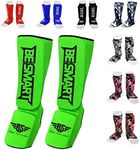 Be Smart Kids, Adults, Youth, Men and Women Muay Thai MMA Kickboxing Shin Guards, Instep Guard Training, Sparring Protective Gear Equipment Shin Kick Pads (Green, XXS (9 to 13 Years))