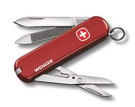 Victorinox Wenger Swiss Army Pocket Knife, Small, Multi Tool, 7 Functions, Nail File, Scissors, Red