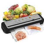 Vacuum Sealer Machine, MEGAWISE Food Sealer w/Starter Kit, Dry & Moist Food Modes, Compact Design with 10 Vacuum Bags & Bulit-in Cutter(Grey)