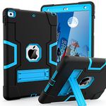 Cantis Case for ipad 9th Generation/iPad 8th Generation/iPad 7th Generation, Slim Heavy Duty Shockproof Rugged Protective Case with Built-in Stand for iPad 10.2 inch 2021/2020/2019 (Black+Blue)