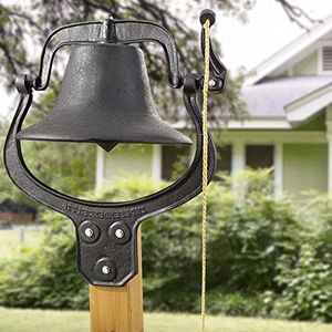 14 inch Large Cast Iron Farmhouse Dinner Bell, Outdoor Church School Bell Vintage Front Door Bell, Dinner Bells for Outside Farmhouse with Nice and Clear Tone